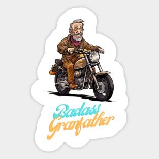 Badass Grandfather on a motorbike Sticker